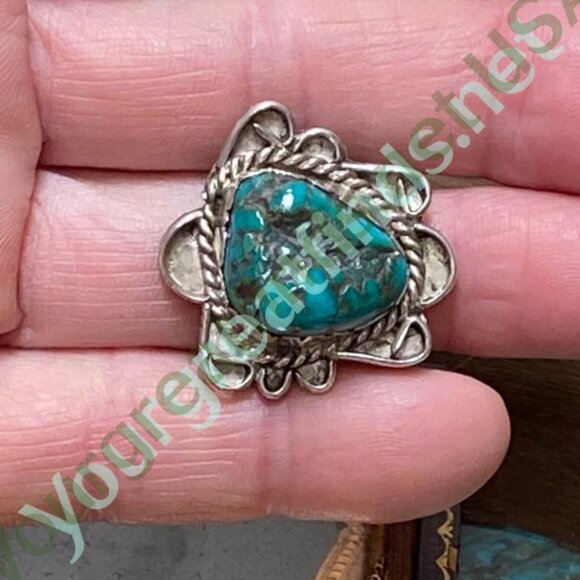 Vintage 1970s Nugget Turquoise Ring Sterling Silver Size 5.5 - Picture 2 of 5